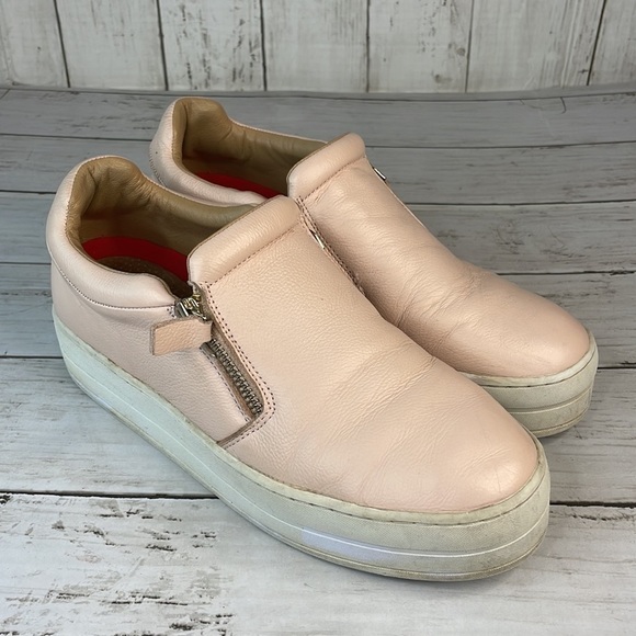 Blush Pink Leather Skechers Street Uplift-Double Zipper Platform SlipOn - Picture 4 of 15